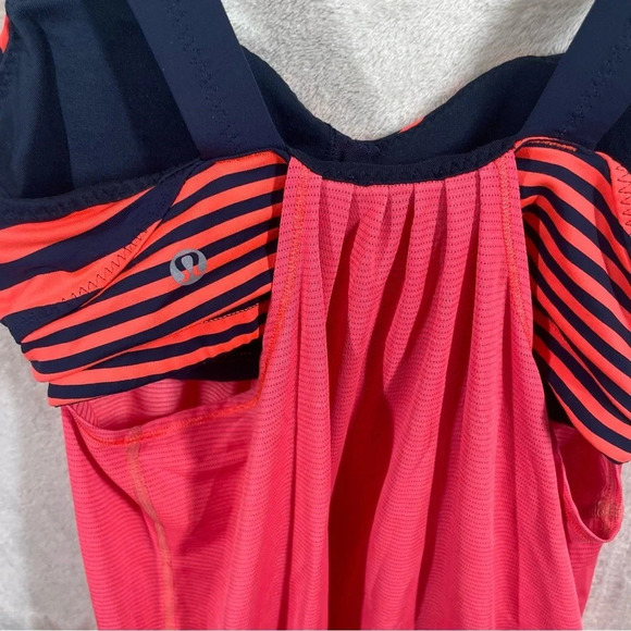 Lululemon no limits running tank top built in bra neon orange women’s 6 - Picture 5 of 8
